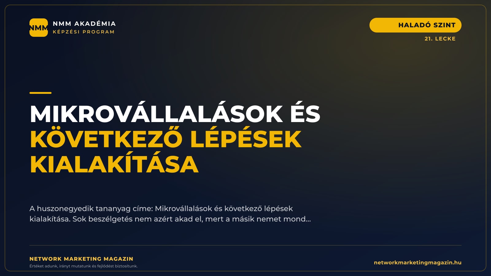 Mikrovállalások és következő lépések kialakítása