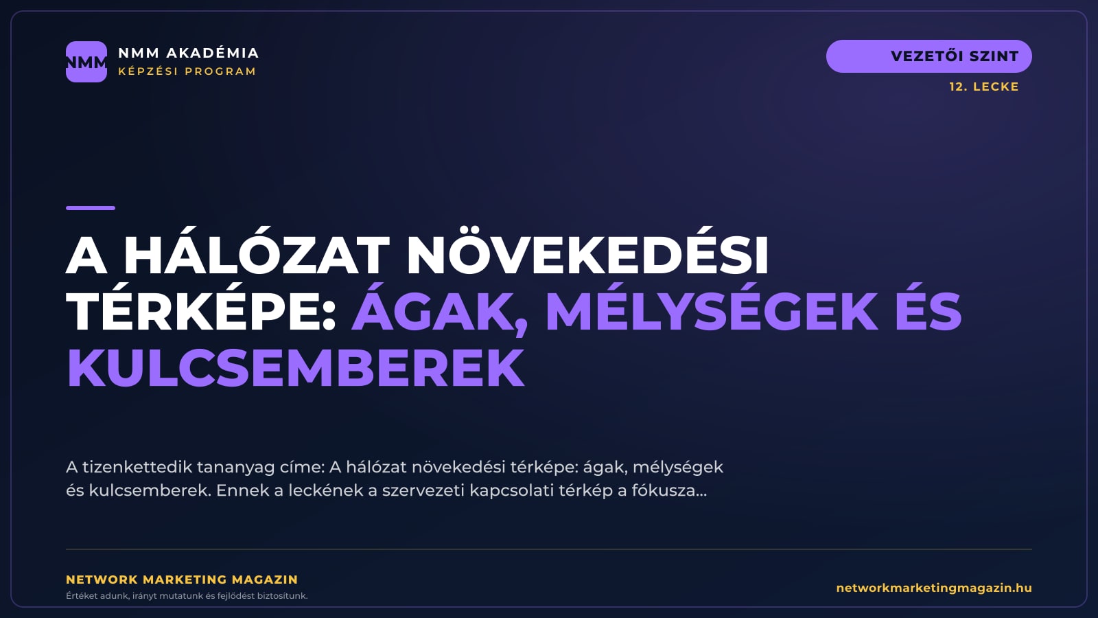 A hálózat növekedési térképe: ágak, mélységek és kulcsemberek